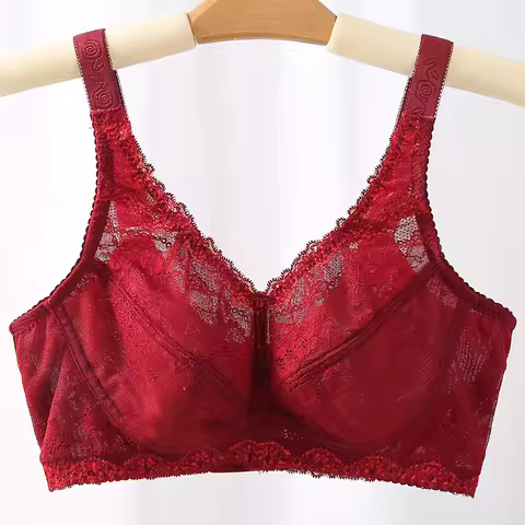 Women's Full Coverage wire free Non-Foam Lace Bra 36 38 40 42 44 46 48 B C D E F