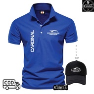 Bonus Topi - Kaos Poloshirt Pendek Cardinal Jeans Putih Baju Keren Pria Wanita Oversize Cewek Cowok