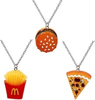 Funny Pizza Hamburger French Fries Pendant Necklace Bff Jewlery for 3 Best Friends Sisters Long Dist