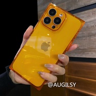 Ốp Lưng Silicon Mềm Hình Vuông Màu Cam Đơn Giản Cho iPhone 13 pro Max 15 plus 14 pro Max 13 pro 12 M