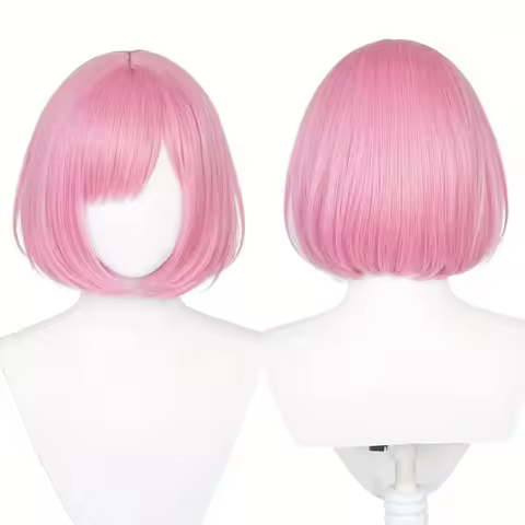 Cosplay Wig for Project Sekai Cosplay Short Straight Pink Party Wigs for Women Girls Pink