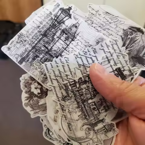 17Pcs/Bag Vintage Black White Newspaper Sticker DIY Craft Scrapbooking Album Journal Happy Planner D
