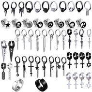1PC Stainless Steel Dangling Earrings Trendy Simple Hoop Earing Punk Style Ear Stud Earrings For Men