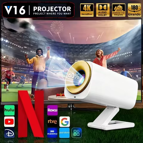 Folding projector 390ANSI Android 11 Projector Auto Focus Support 4K Native 1080P With Wifi6 BT5.4 8