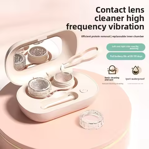 Rechargable portable Ultrasonic Contact Lens Cleaner machine Fit Disposal Soft Lens Colored Contact 
