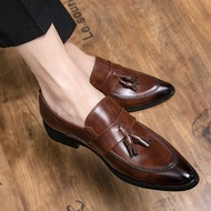 Caobaba Men's Leather Shoes Brown Leather Shoes Oxford Shoes Wedding Shoes Pointed Toe Leather Shoes