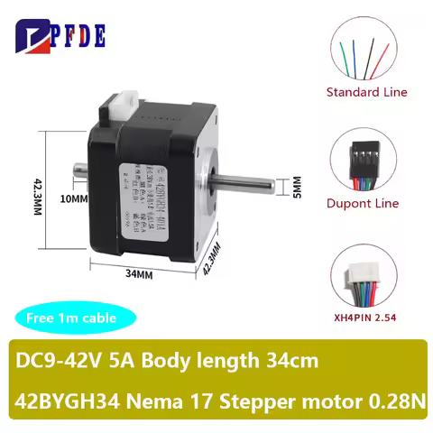 34MM High Torque Stepper Motor 2 PHASE 4-lead Nema17 Motor 42BYGH34 1.5A 0.28N.M LOW NOISE Steppermo