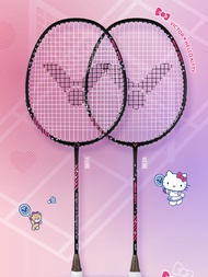 VICTOR Hello Kitty ไม้แบดมินตัน ARSKT ระดับเริ่มต้นอลูมิเนียมทนทาน Shuttlecock อุปกรณ์กีฬาสําหรับมือ