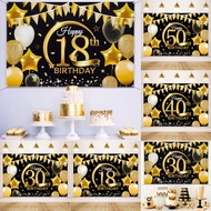 100*150cm Black Gold Glitter Birthday Banner 18th 30th 40th 50th Birthday Backdrop For Birthday  Vin