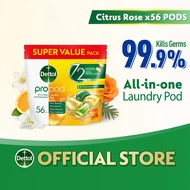 Dettol 56s Laundry Pods 72h Germ Protection, Odour Removal, 8x Cleaning Power, Long-Lasting Fragranc