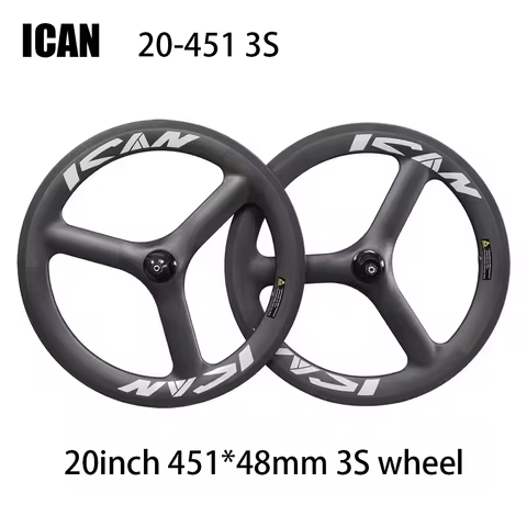 ICAN Sale BMX 20" 451 Tri Spoke Wheels V/disc Brake Front 100 Rear 130 135mm Max tire 451*1.35 Carbo