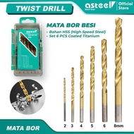 MATA ASTEEL HSS STEEL COATED TITANIUM DRILL BIT SET 6 PCS - TWIST DRILL - Iron DRILL Bit - Wood DRIL