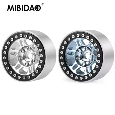 MIBIDAO 1/4Pcs Aluminum Alloy 1.9 inch Beadlock Wheel Rims Hub for Axial SCX10 D90 Wraith TRX-4 CC01