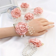 6pcs, Wrist Corsage For Wedding, Artificial Pearl Wristband Rhinestone Wrist Corsage For Bride Bride