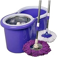 Microfiber Spinning Mop Easy Floor Mop W/Bucket Heads 360 Rotating Head Purple Commemoration Day Better life