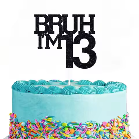 1 PCS Black Bruh I'm 13 Cake Topper, Happy 13th, Funny 13th Birthday Party Decorations
