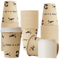 12 oz 25 Pack Disposable Paper Coffee Cups with Lids, Disposable Paper Cups for Cold/Hot Drinks, Lea