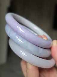 香港細證A貨天然翡翠濃紫半山水玉鈪玉鐲圓條翡翠手鐲61圈Fei Chui Bangle
