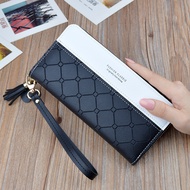 New Style Clutch Bag Ladies Wallet Women Long Style Zipper Tassel Japan Korea Contrast Color Embosse