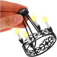 2.99 x2.36in Mini Chandelier - 1: 12 Dollhouse Miniature Ceiling Lamp Hanging Lamp Model 4 Heads Min