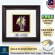 (JS Pewter) Solid Frame 10"x10" Gold Plated PEWTER  | Paddy (Padi) | Souvenir | Corporate Gifts | Ma