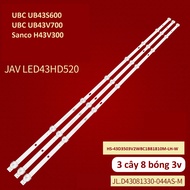 UBC UB43S600 H43V300 - 3-bar 8-bulb 3v led set for TV UBC UB43S600 UB43V700 JL.D43081330-044AS-M