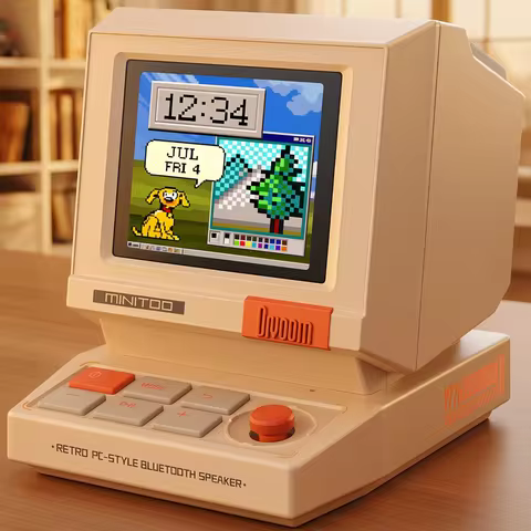 Divoom MiniToo Retro Bluetooth Speaker Portable Pixel Display Music Box Retro Computer Style Speaker