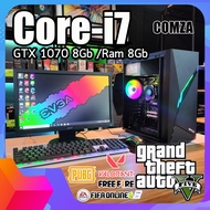 คอมเล่นเกม Core i7 /GTX 1070 8Gb /Ram 8Gb ทำงาน เล่นเกมส์ Gta VPubgFifaFreefireValorantRobloxMineCra