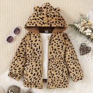 Baby Girl 1pc Dalmatian Pattern 3D Ear Design Hooded Teddy Coat