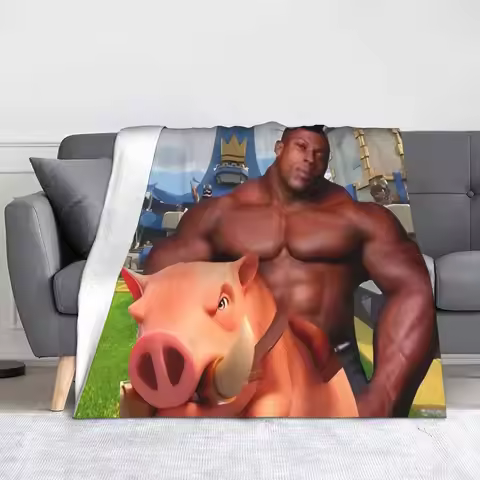 Hog Rider Gaming Funny Pig Black Muscle Blankets Velvet mimimi Super Warm Throw Blankets for Car Sof