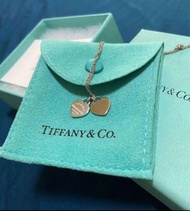 保證正品Tiffany 純銀雙心項鍊