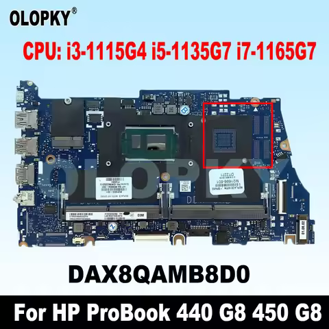 DAX8QAMB8D0 for HP ProBook 440 G8 450 G8 Laptop Motherboard i3-1115G4 i5-1135G7 i7-1165G7 CPU M21702