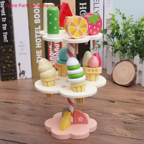 Wooden simulation ice cream rack, sweet cone, family early childhood education, enlightenment, inter
