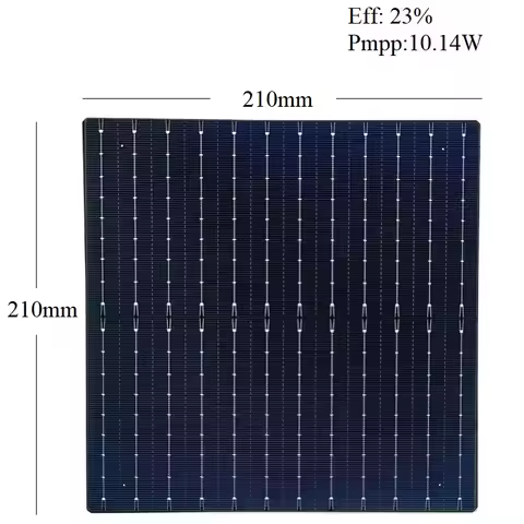 10 Pieces Mono Crystalline Solar Cells 210mm x 210mm High Efficiency 23% A Grade For DIY Solar Cells