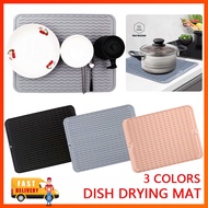 Ready Stock Large Size Square Foldable Silicone Dish Drain Heat Resistant Wave Draining Mat Kitchen Tableware Dishwasher Durable Pad Dishware Table Placemat Mat multicolor