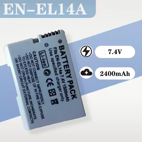EN-EL14A EL14 Battery 7.4V 1500mAh Replacement for Nikon D3100 D3200 D3300 D5100 D5200 Digital Camer