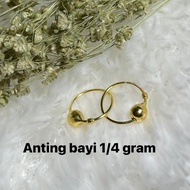 Anting bayi bulat bola emas 1/4 gram