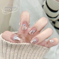Wearing Nails Nails Wholesale ins High-End Star Bow French Manicure Nails Pussy Sweet Fake Nails 202