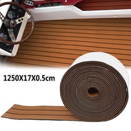 1250x17x0.5cm Long Brown EVA Foam Boat Flooring Faux Teak Decking Sheet Pad Rug