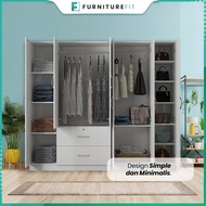[COMBO] FurnitureFit 7X6FT 6 DOORS WARDROBE WITH DRAWER / Almari baju dengan laci /Kabinet baju / Al