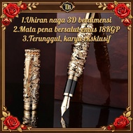Jinhao Dragon Luxury Relief Fountain Pen / Pen Naga Emas - 3D Relief Carving Iridium Nib 0.7mm 1.0mm