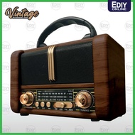 Vintage Rechargeable Radio Strong FM Receiver Wireless Bluetooth Speaker USB TF Mp3 TWS wood wooden 