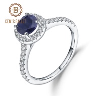 Gem's Ballet 1.84Ct Natural Blue Sapphire Halo Engagement Ring For Women 925 Sterling Silver Gorgeous Promise Ring Fine Jewelry