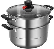 JLCK Cooking Pot, Suitable For Home Kitchen, Double Stainless Steel Steamer Set, Gas Stove Cooker Universal Steamer Cooker - Silver, 26 Cm / 28 Cm / 30 Cm (Color : Silver, Size : 28cm)