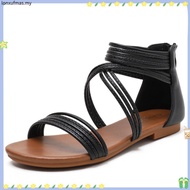 Flat sandals women bohemian versatile fairy style gladiator shoes seaside beach shoes plus size 36-4