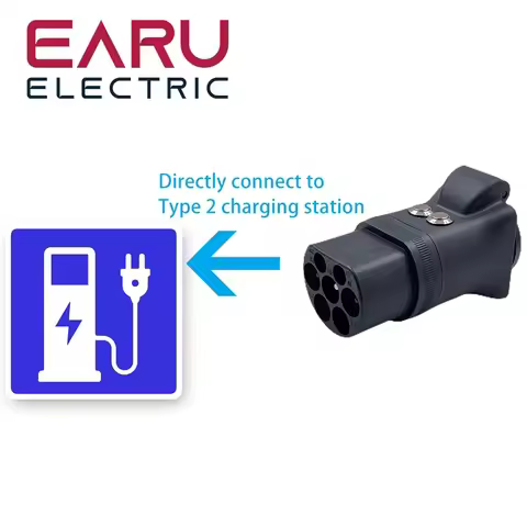 With Switch New Portable 220V Type 2 Male Plug to Schuko Socket EV Charging Adapter For EV Charger E