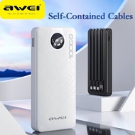 Awei P133K 10000mAh Portable Powerbank Built-in 4 Cables Output Power Bank External Battery Charger 