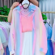 YYD ชีฟองครีมกันแดดผู้หญิงฤดูร้อน 2023 แนวโน้มอารมณ์หวานหลวม Super Fairy เสื้อคาร์ดิแกนวันหยุดลมเสื้อแนวโน้ม