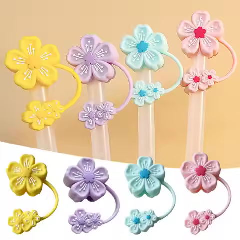 1PCS Cartoon Cute Flower Straw Cap Soft Silicone Traw Tips Lids Anti Dust for Stanley Cup Straw Cove