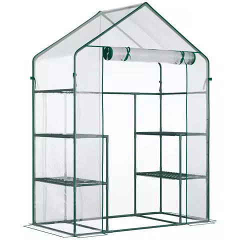Outsunny 3-Tier Mini Greenhouse, Weatherproof Cover, Garden Essential Kit